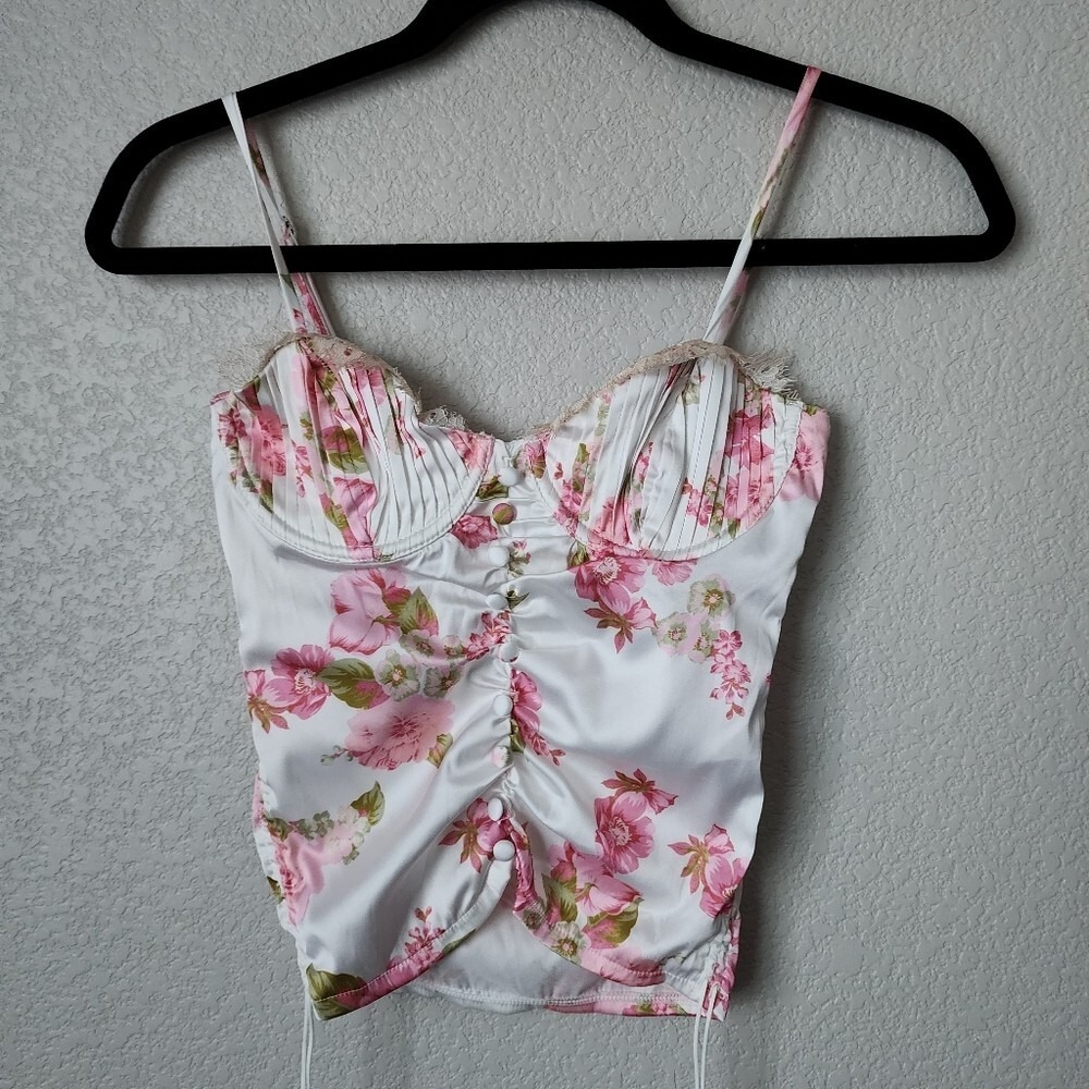 FOR LOVE & LEMONS x VICTORIAS SECRET bustier bra silky top floral coquette - Picture 7 of 7